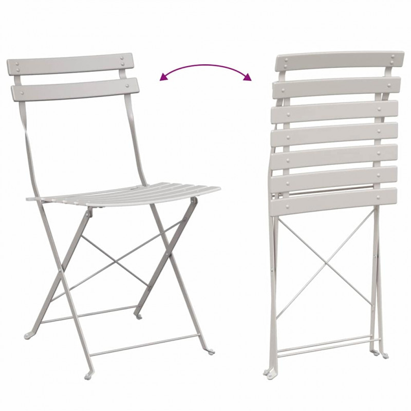 Składany zestaw bistro 3 pcs Beżowy Stal