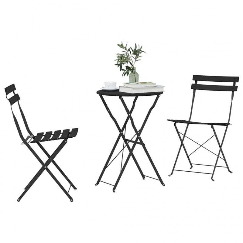 Składany zestaw bistro 3 pcs Antracyt Stal
