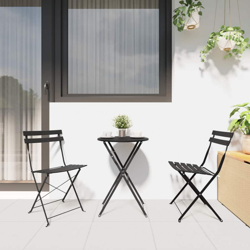 Składany zestaw bistro 3 pcs Antracyt Stal