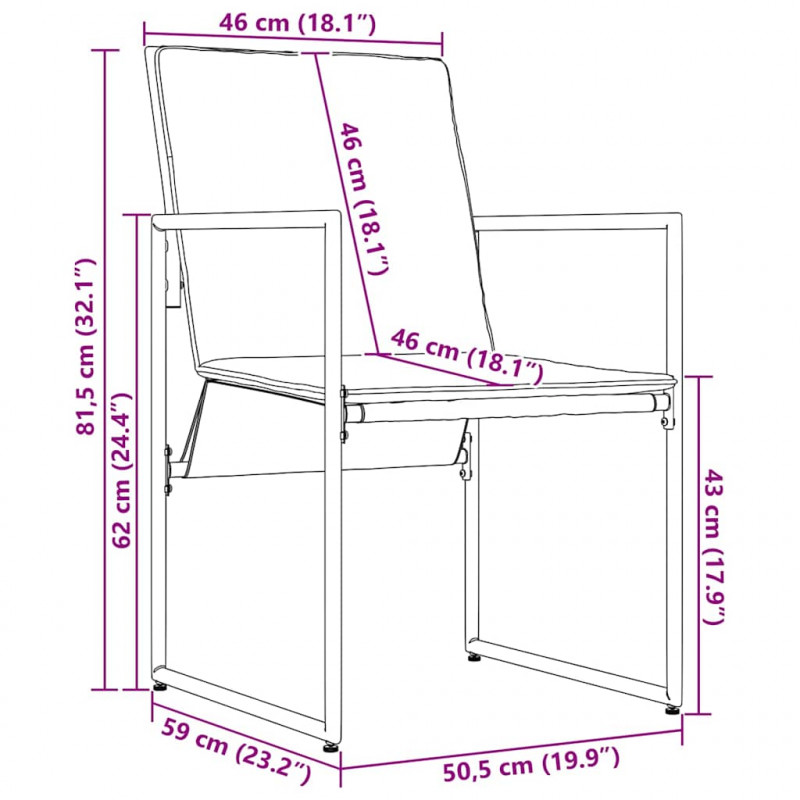 Krzesło z poduszką 4 pcs Czarny i antracyt Textilene