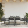 Krzesło z poduszką 4 pcs Czarny i antracyt Rattan PE