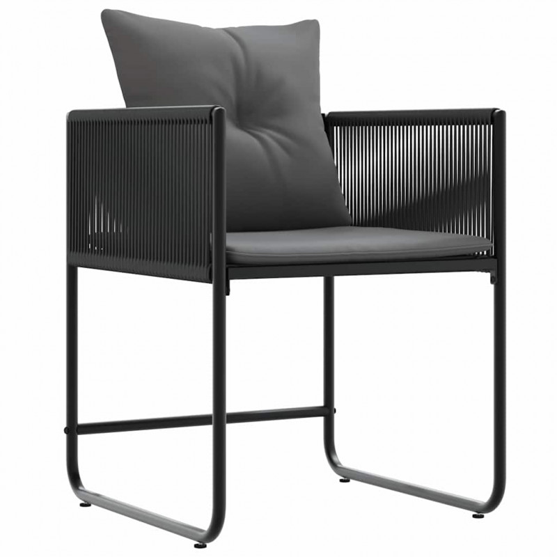 Krzesło z poduszką 4 pcs Czarny i antracyt Rattan PE