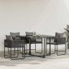 Krzesło z poduszką 4 pcs Czarny i antracyt Rattan PE