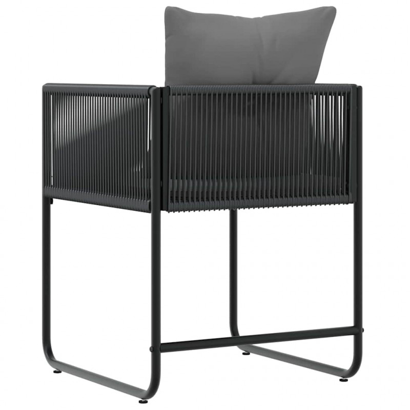 Krzesło z poduszką 4 pcs Czarny i antracyt Rattan PE