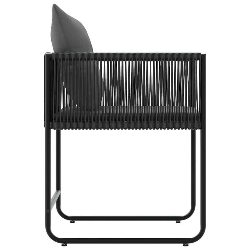 Krzesło z poduszką 4 pcs Czarny i antracyt Rattan PE