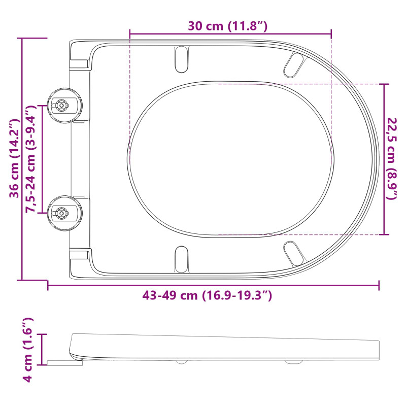 Deska toaletowa Biały 49 x 36 x 4 cm Duroplast