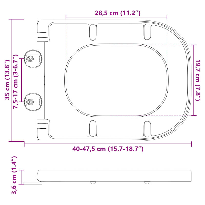 Deska toaletowa Antracyt 47,5 x 35 x 3,6 cm Duroplast