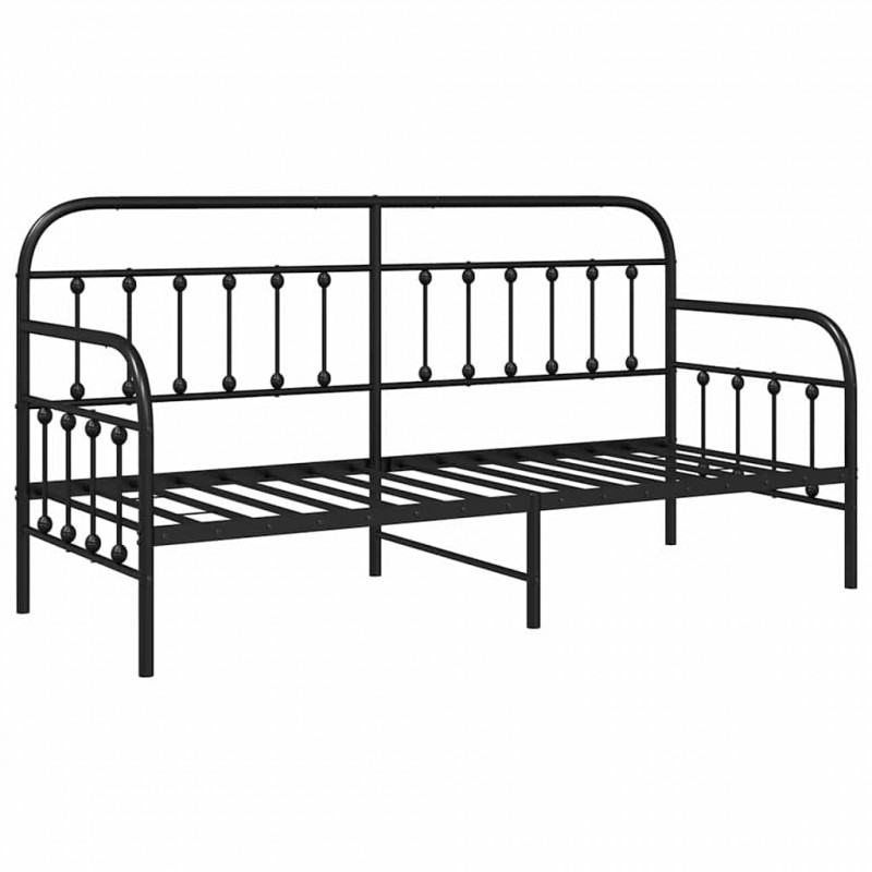 Rama łóżka dziennego Czarny 75 x 190 cm Stal malowana proszkowo