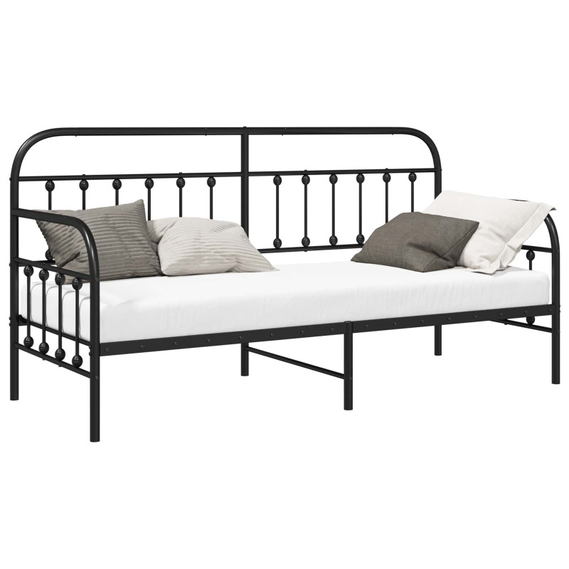 Rama łóżka dziennego Czarny 80 x 200 cm Stal malowana proszkowo