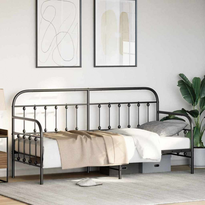Rama łóżka dziennego Czarny 80 x 200 cm Stal malowana proszkowo