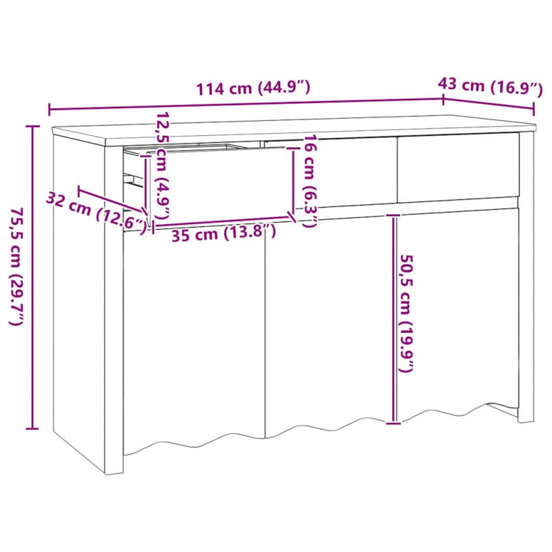 Bufet Drammen Dąb 114 x 43 x 75,5 cm Lite drewno sosnowe