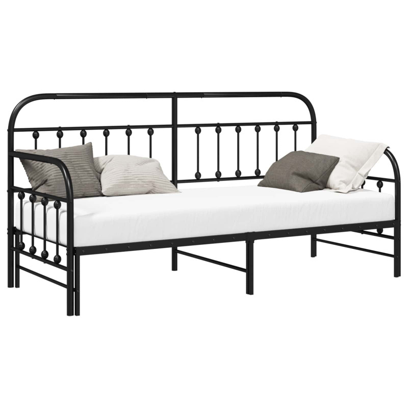Rama łóżka dziennego Czarny 75 x 190 cm Stal malowana proszkowo