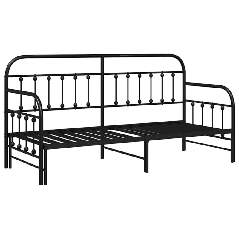 Rama łóżka dziennego Czarny 75 x 190 cm Stal malowana proszkowo