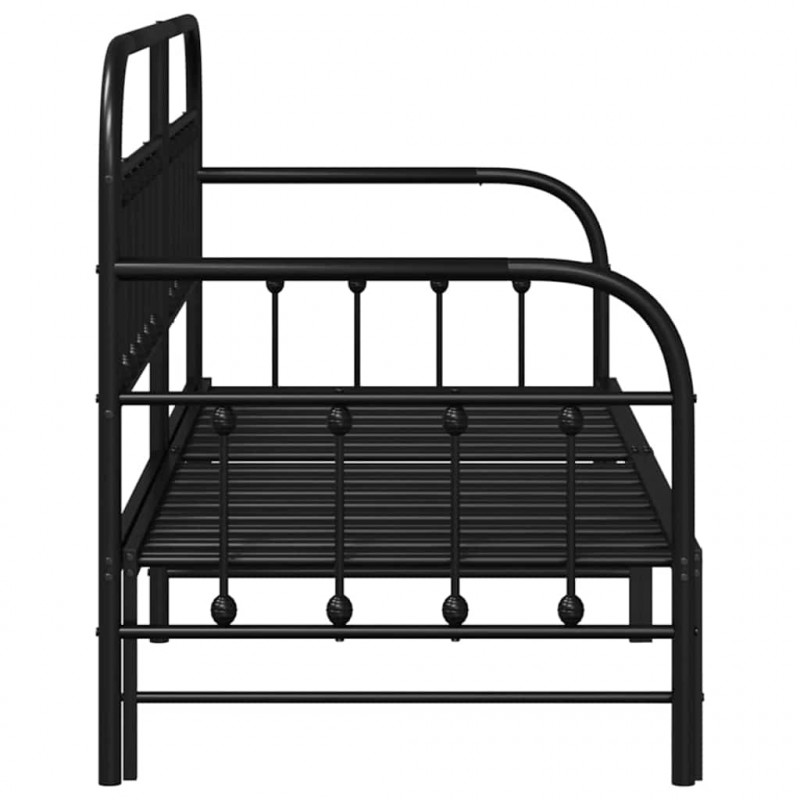 Rama łóżka dziennego Czarny 75 x 190 cm Stal malowana proszkowo