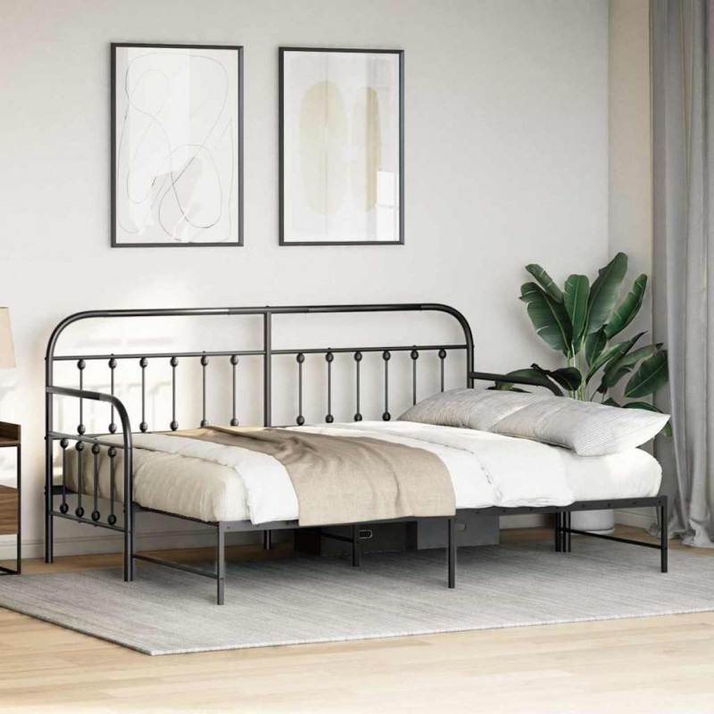 Rama łóżka dziennego Czarny 80 x 200 cm Stal malowana proszkowo