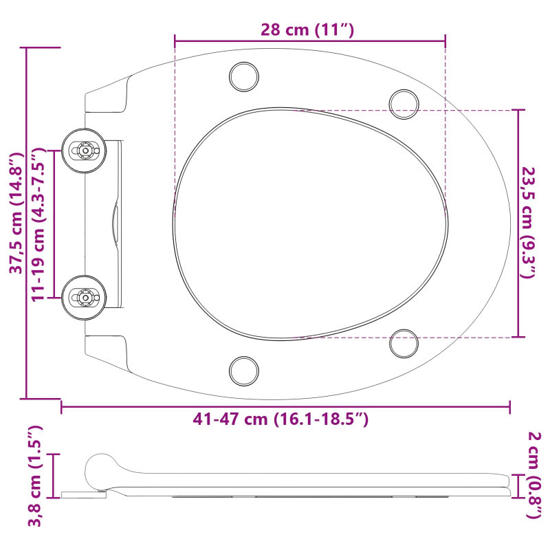 Deska toaletowa Czarny 47 x 37,5 x 3,8 cm Duroplast