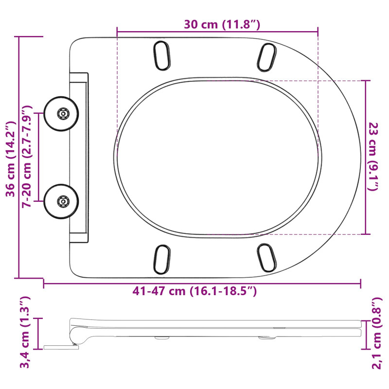 Deska toaletowa Antracyt 47 x 36 x 3,4 cm Duroplast