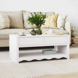 Stolik kawowy Drammen Biały 99 x 55 x 45 cm Lite drewno sosnowe