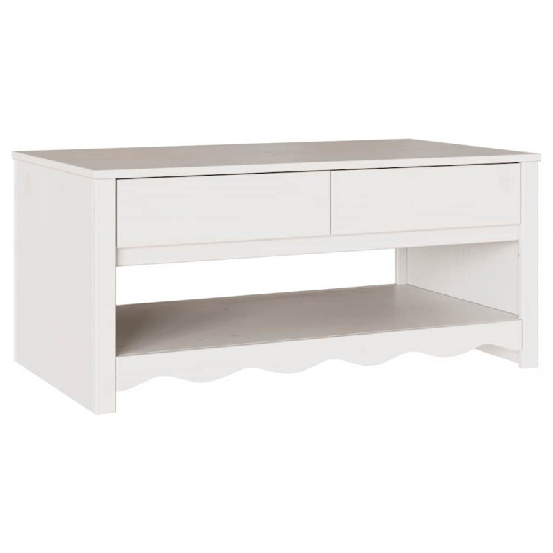 Stolik kawowy Drammen Biały 99 x 55 x 45 cm Lite drewno sosnowe