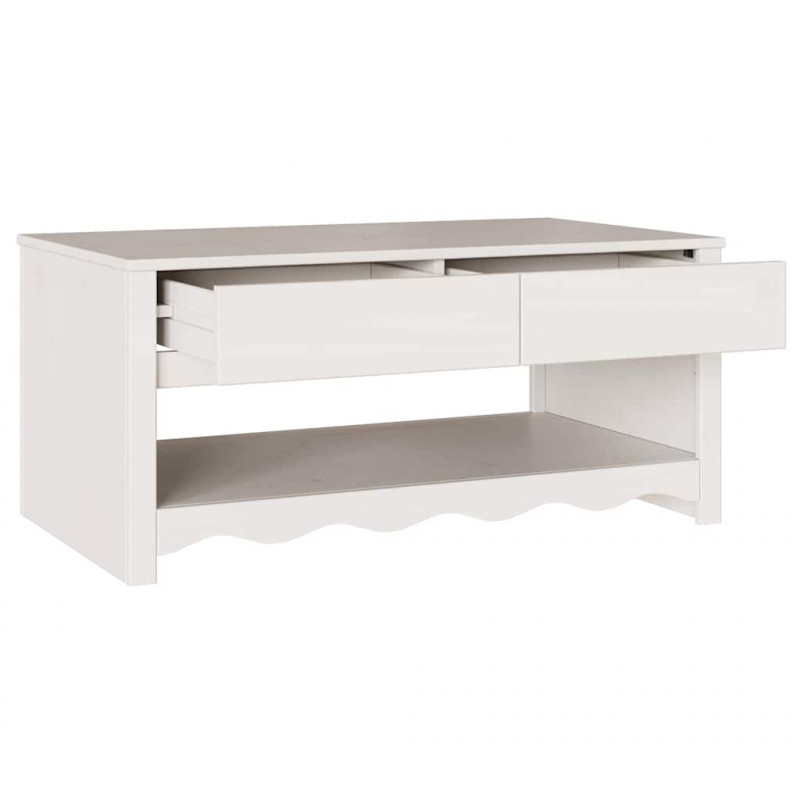 Stolik kawowy Drammen Biały 99 x 55 x 45 cm Lite drewno sosnowe