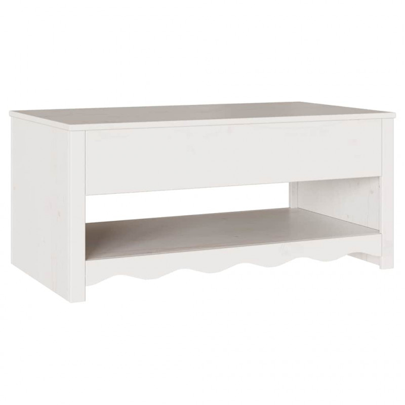Stolik kawowy Drammen Biały 99 x 55 x 45 cm Lite drewno sosnowe