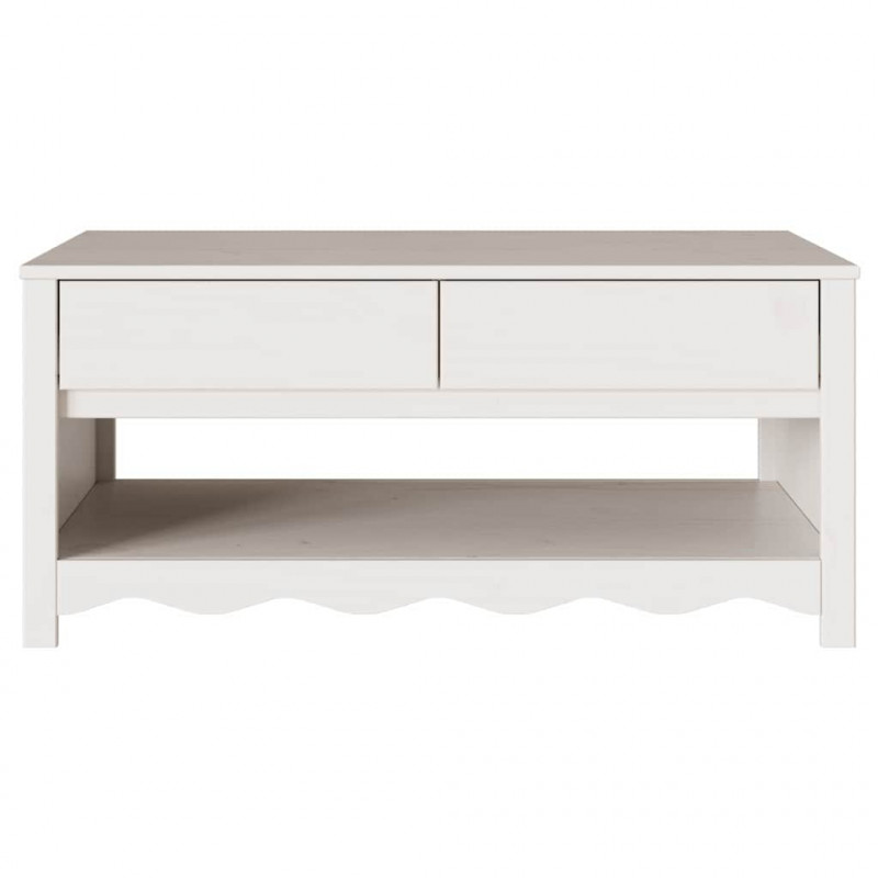 Stolik kawowy Drammen Biały 99 x 55 x 45 cm Lite drewno sosnowe