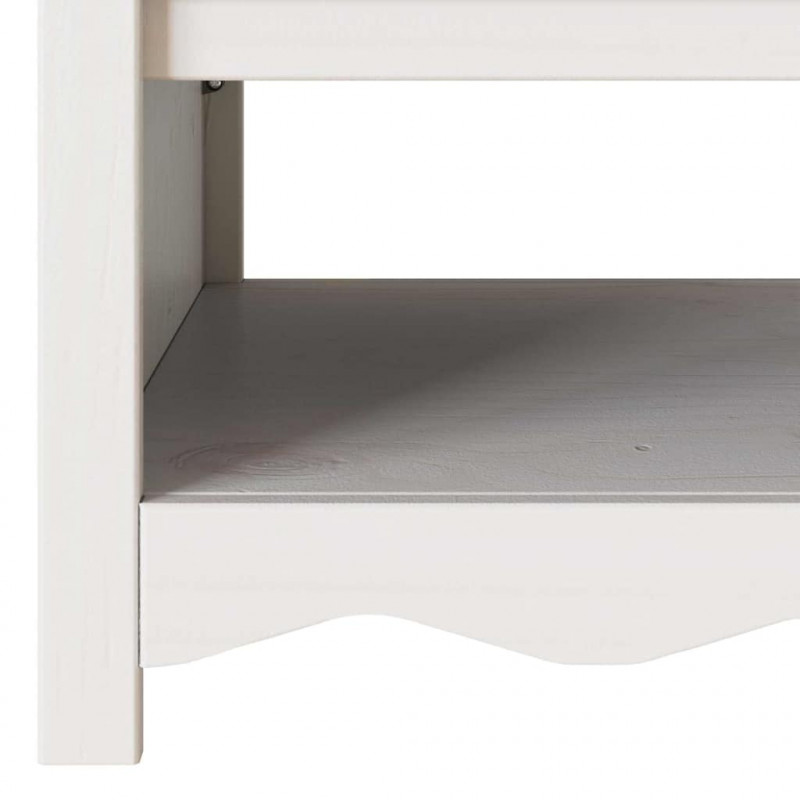 Stolik kawowy Drammen Biały 99 x 55 x 45 cm Lite drewno sosnowe