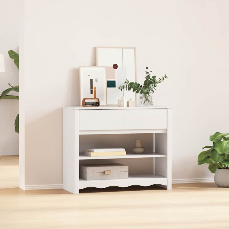 Konsola Drammen Biały 89,5 x 37 x 73 cm Lite drewno sosnowe