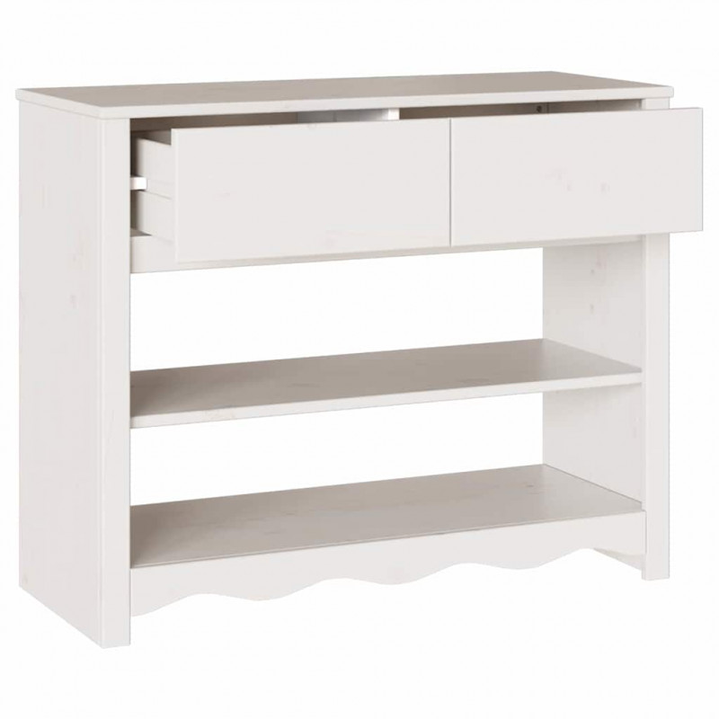 Konsola Drammen Biały 89,5 x 37 x 73 cm Lite drewno sosnowe