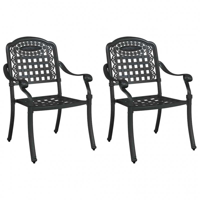 Krzesło Ogrodowe 2 pcs Czarny 55 x 56,5 x 91cm Aluminium