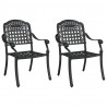 Krzesło Ogrodowe 2 pcs Czarny 55 x 56,5 x 91cm Aluminium
