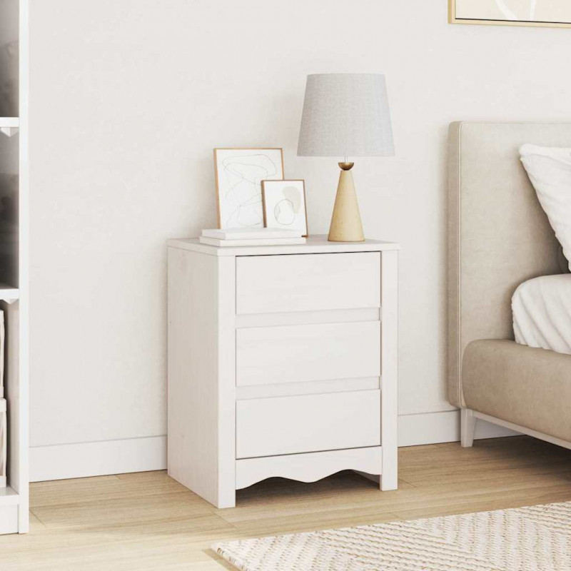 Stolik kawowy Drammen Biały 45 x 35 x 56 cm Lite drewno sosnowe