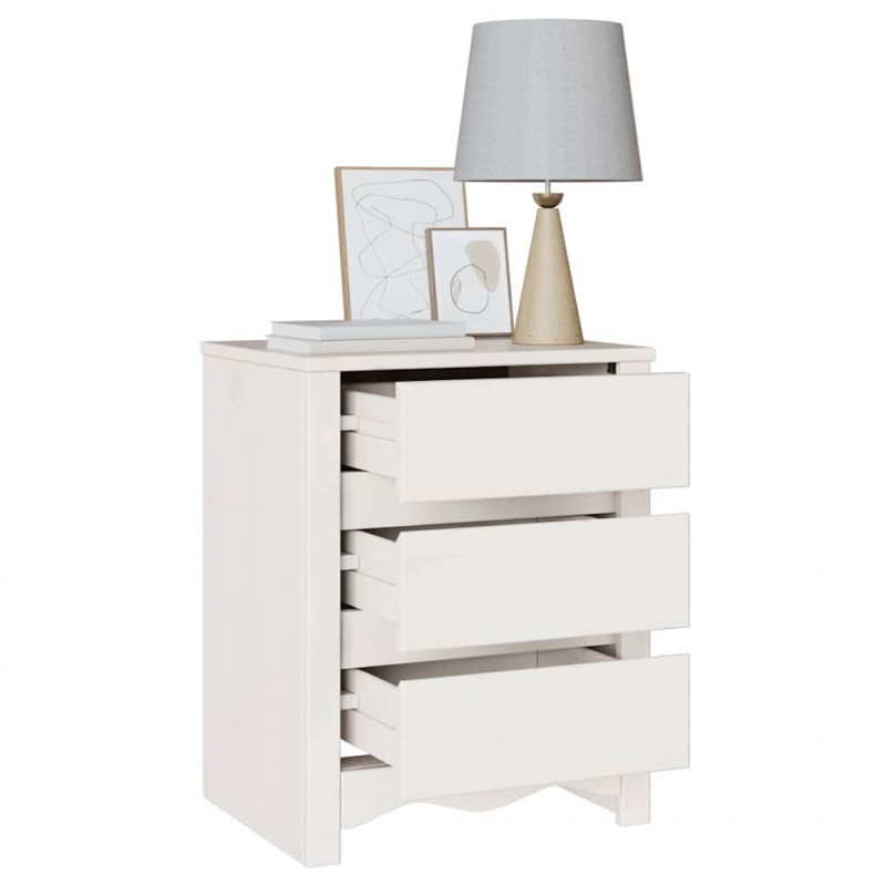 Stolik kawowy Drammen Biały 45 x 35 x 56 cm Lite drewno sosnowe