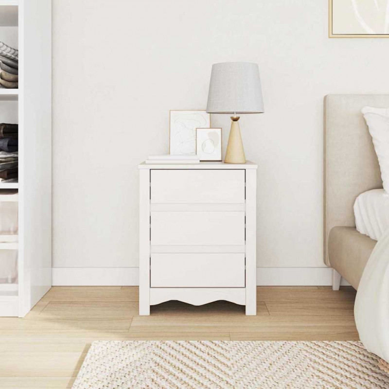 Stolik kawowy Drammen Biały 45 x 35 x 56 cm Lite drewno sosnowe