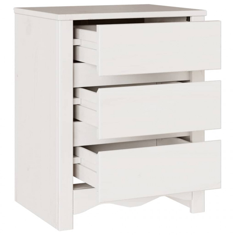 Stolik kawowy Drammen Biały 45 x 35 x 56 cm Lite drewno sosnowe