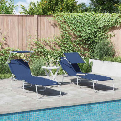 Leżak 2 pcs Niebieski 58 x 188 x 77cm Poliester