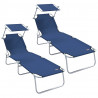Leżak 2 pcs Niebieski 58 x 188 x 77cm Poliester