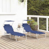 Leżak 2 pcs Niebieski 58 x 188 x 77cm Poliester