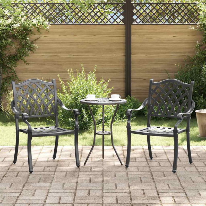 Krzesło Ogrodowe 2 pcs Czarny 56 x 55 x 92,5cm Aluminium