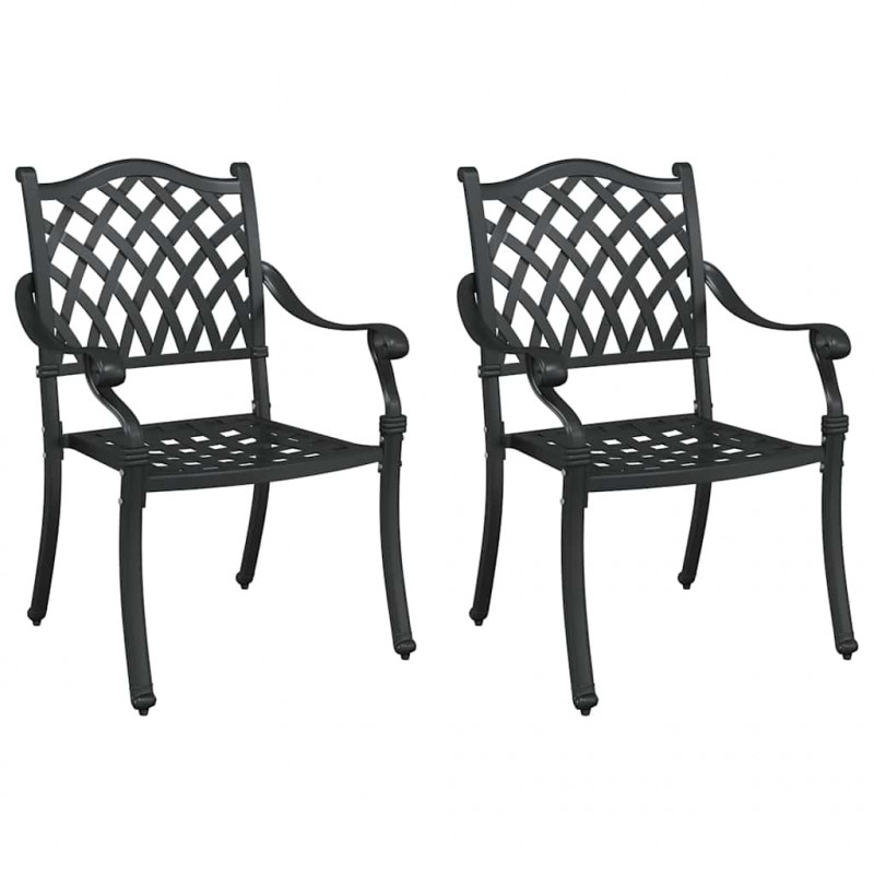 Krzesło Ogrodowe 2 pcs Czarny 56 x 55 x 92,5cm Aluminium