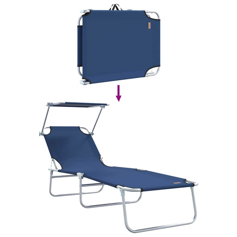 Leżak 2 pcs Niebieski 58 x 188 x 77cm Poliester
