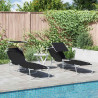 Leżak 2 pcs Czarny 58 x 188 x 77cm Poliester