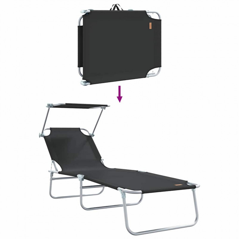 Leżak 2 pcs Czarny 58 x 188 x 77cm Poliester