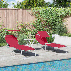 Leżak 2 pcs Czerwony 58 x 188 x 77cm Poliester