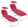 Leżak 2 pcs Czerwony 58 x 188 x 77cm Poliester