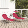 Leżak 2 pcs Czerwony 58 x 188 x 77cm Poliester
