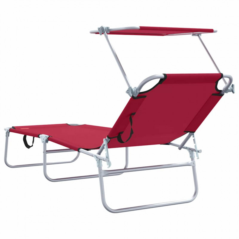 Leżak 2 pcs Czerwony 58 x 188 x 77cm Poliester