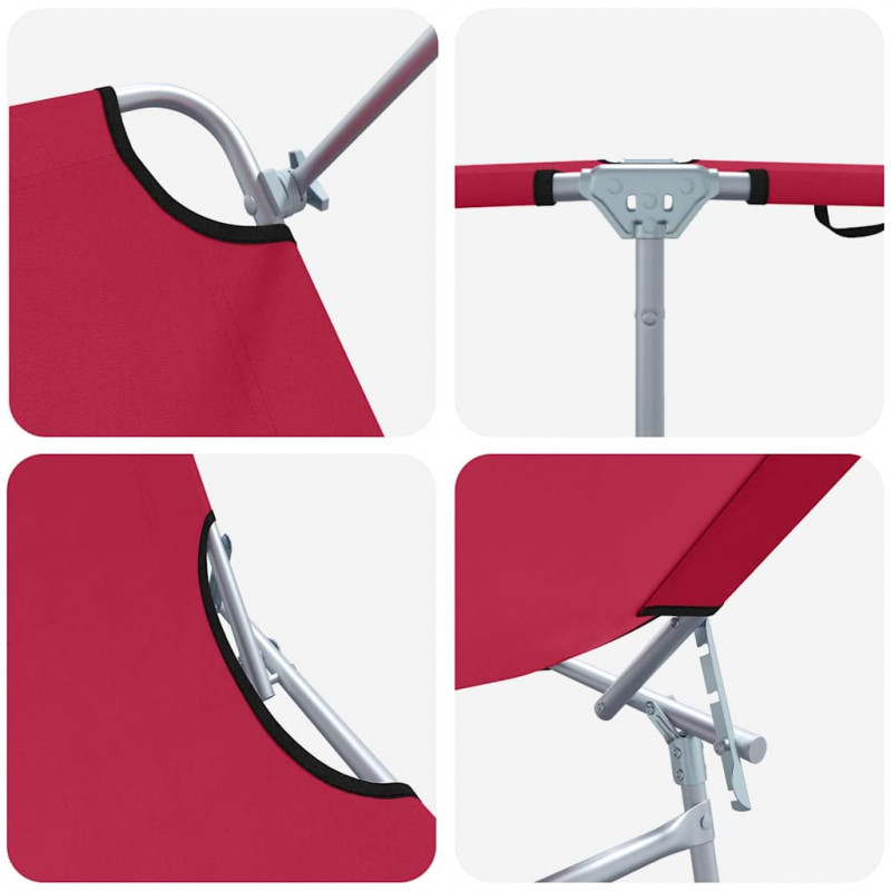 Leżak 2 pcs Czerwony 58 x 188 x 77cm Poliester