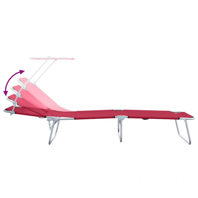 Leżak 2 pcs Czerwony 58 x 188 x 77cm Poliester