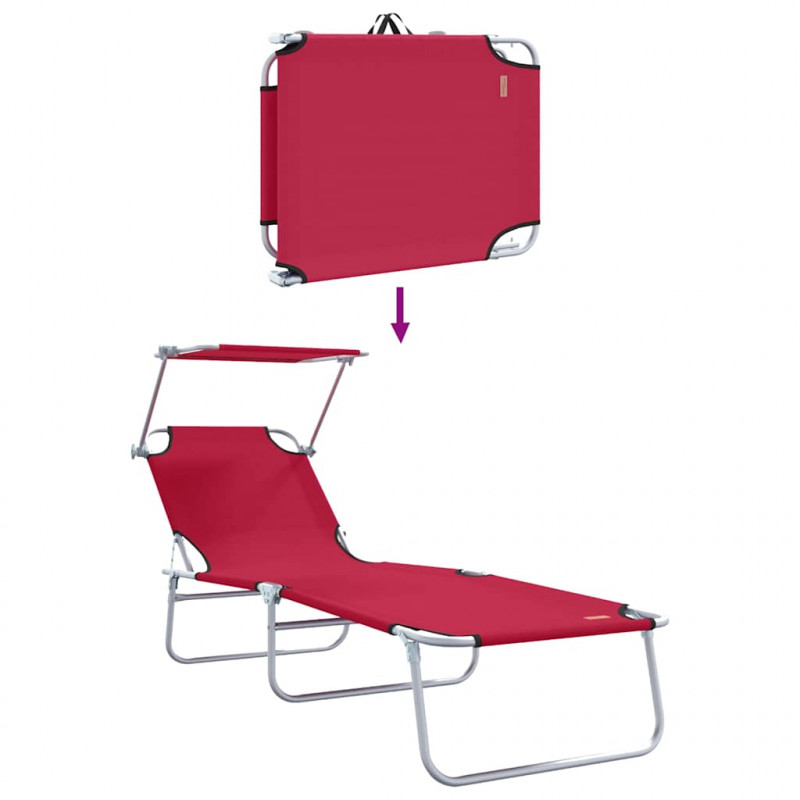Leżak 2 pcs Czerwony 58 x 188 x 77cm Poliester